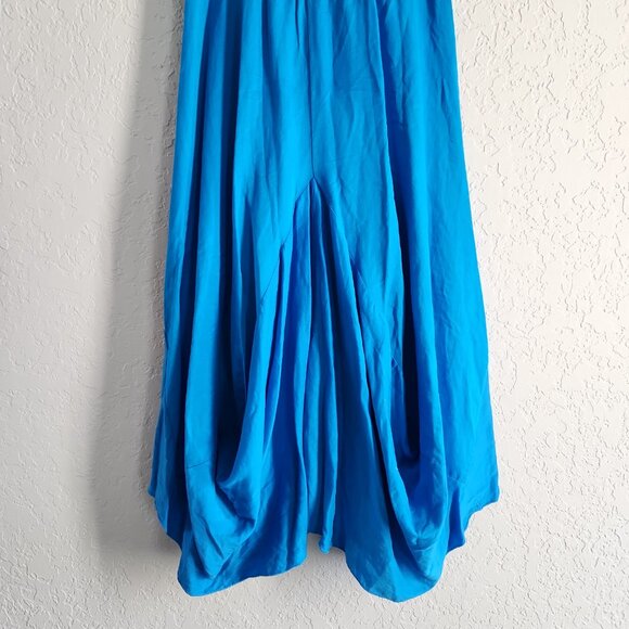 Luna Luz Blue Romantic Tank Midi Dress with pockets voluminous bubble skirt M - Picture 4 of 10
